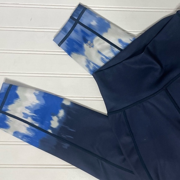 SWEATY BETTY Super Sculpt 7/8 Leggings in Navy Blue Ink Print XXS 828 - Picture 4 of 6
